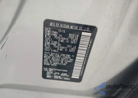 2016 Nissan Quest Platinum/S/Sl/Sv z USA, uszkodzony, nr VIN JN8AE2KPXG9150865